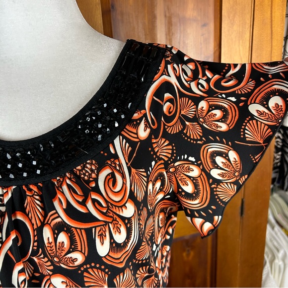 Susan Lawrence Flutter Sleeve Jewel Embellished Top - Picture 9 of 11